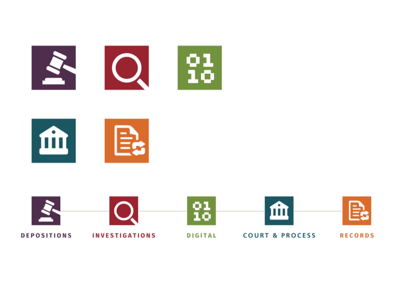 Logos of First Legal's different departments